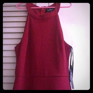 Red mamacita skater halter dress